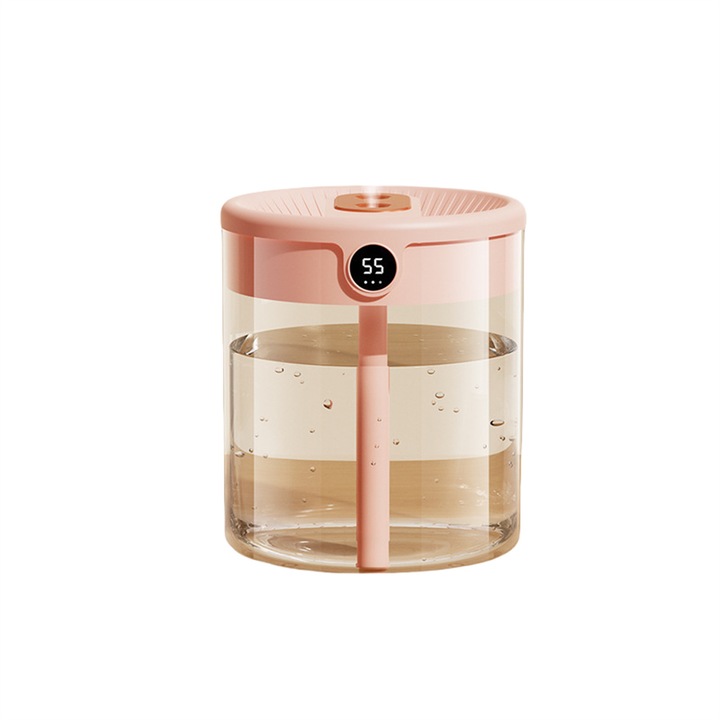 Umidificator 2L Enforose, capacitate mare, functie de pulverizare dubla, USB, roz