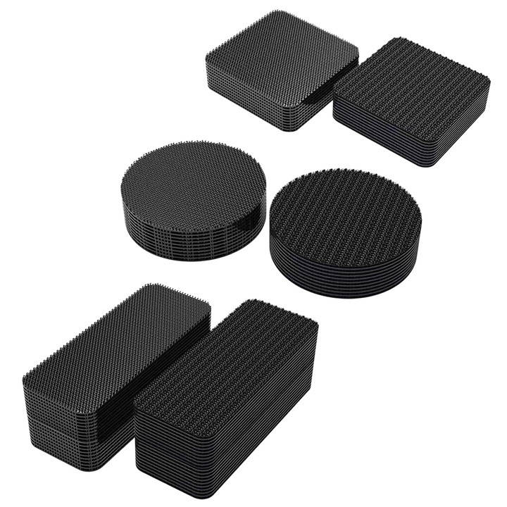 Комплект от 14 бр. противоплъзгащи подложки, Enforose, найлон, черен