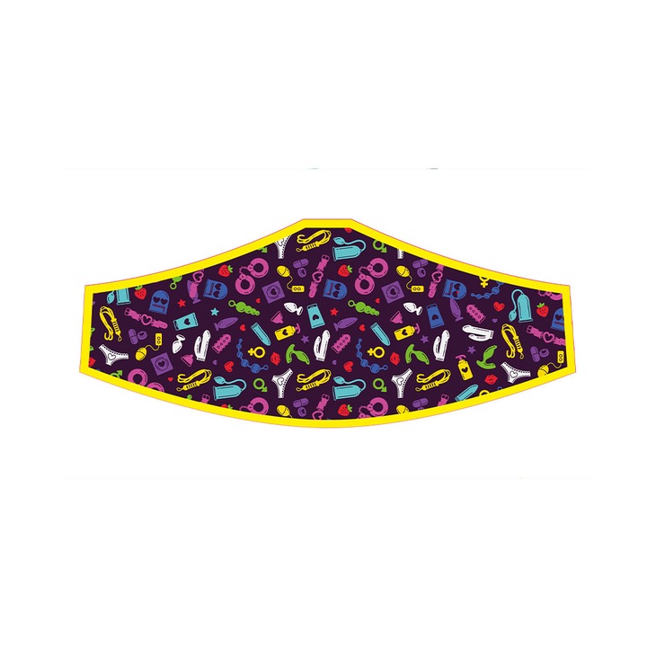 Masca de fata Shots, imprimeu jucarii sexuale, bumbac/poliester
