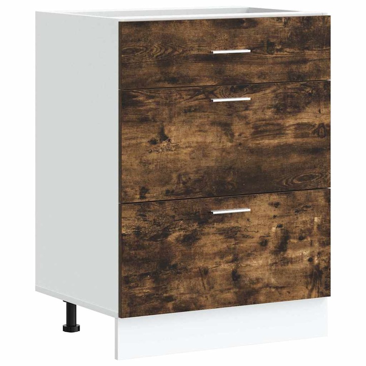 vidaXL Dulap de baza de bucatarie “Lyon” din lemn de stejar afumat