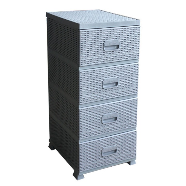 Dulap cu 4 sertare ratan culoare gri MN0133114