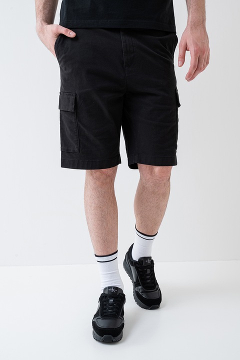 CALVIN KLEIN, Pantaloni scurti cargo cu buzunare multiple, Negru