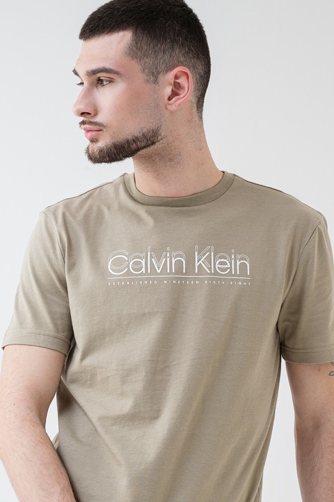 CALVIN KLEIN, Тениска с лого, Маслинено зелено