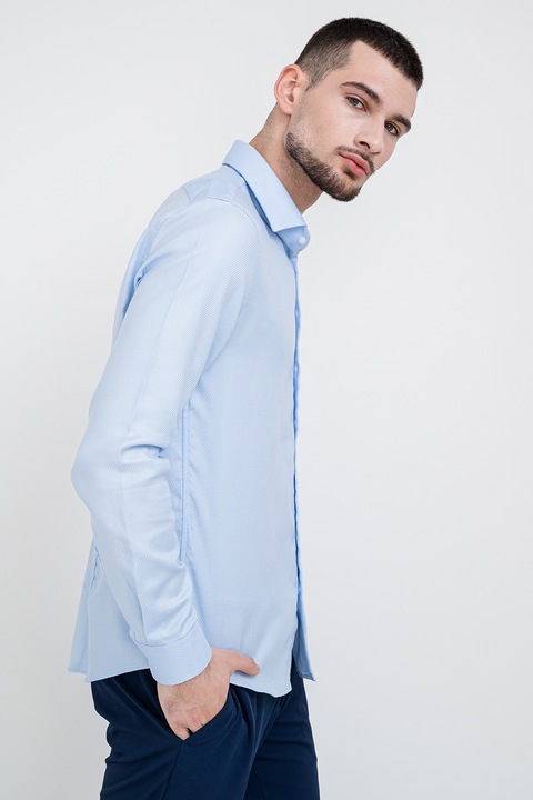 CALVIN KLEIN, Egyszínű ing hegyes gallérral, Világoskék