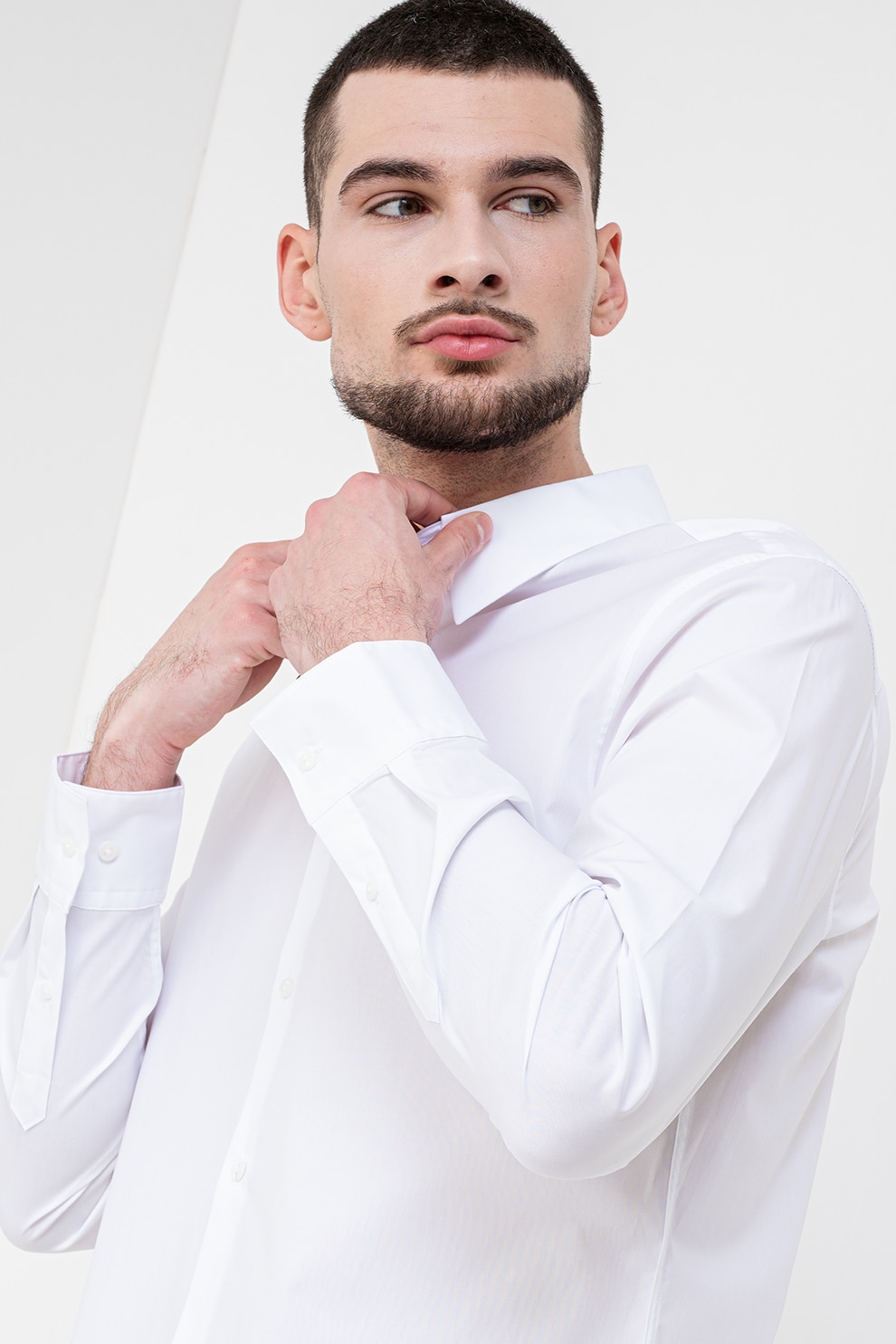 CALVIN KLEIN, Camasa slim-fit cu model uni, Alb, S