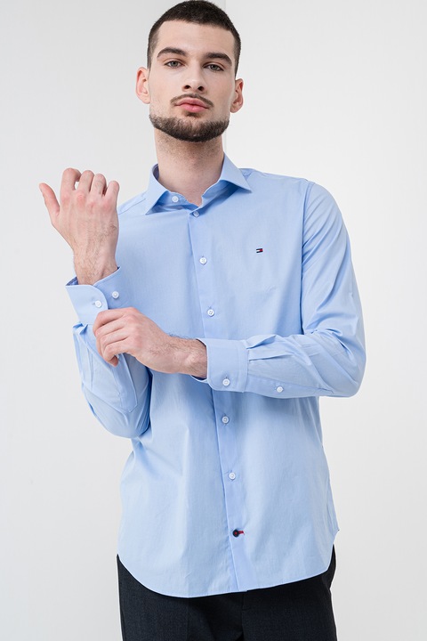 Tommy Hilfiger, Camasa slim fit cu logo, Albastru deschis