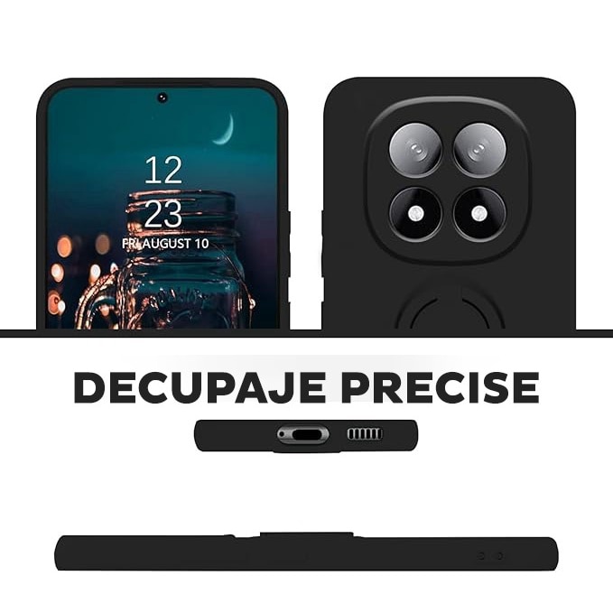 Husa pentru Xiaomi Redmi Note 14 Pro Plus 5G DaDen cu inel rotativ 360, Silicon Premium, Camera Protection, Antisoc, Negru