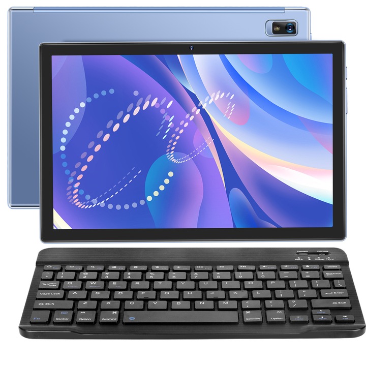 Таблет, 10-инчов, Android 13, Octa-Core, 12 GB RAM + 128 GB ROM (512 GB TF), 8000mAh, 5G WiFi+BT 5.0, двойна камера, с клавиатура и мишка - син