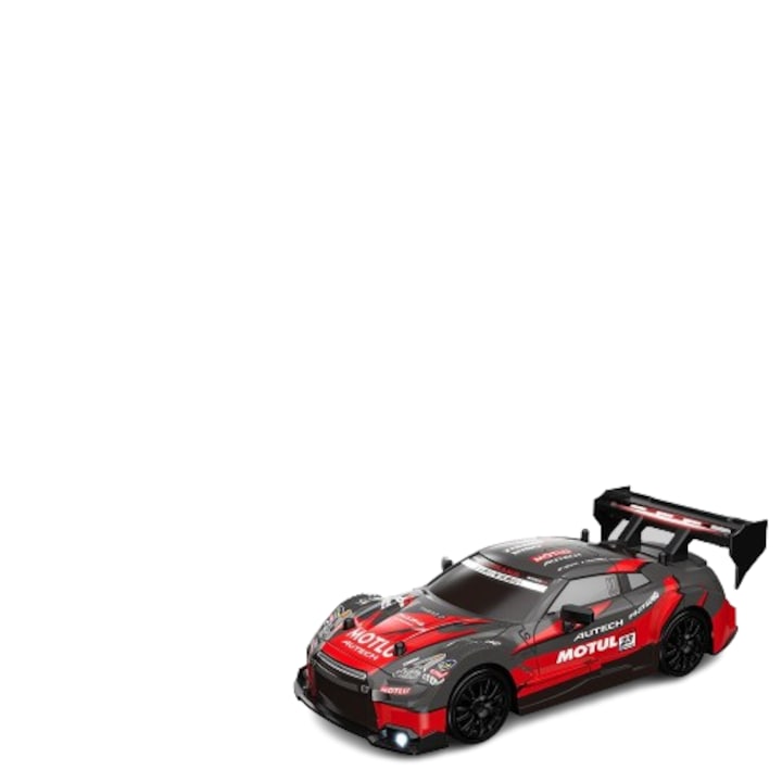 RC autó, újratölthető gyerekjáték, dupla akkumulátor, 1:24, cserélhető gumik, GTR piros