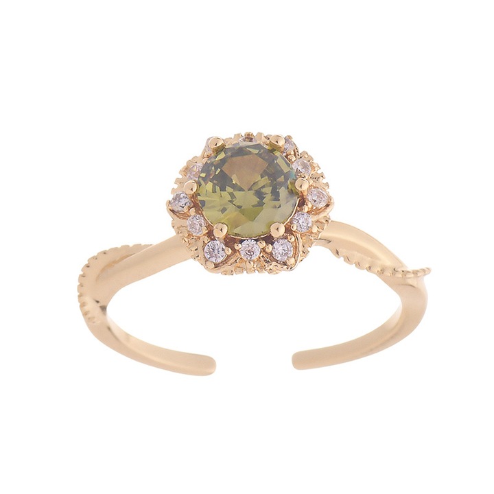 Inel din zircon smarald, marime reglabila