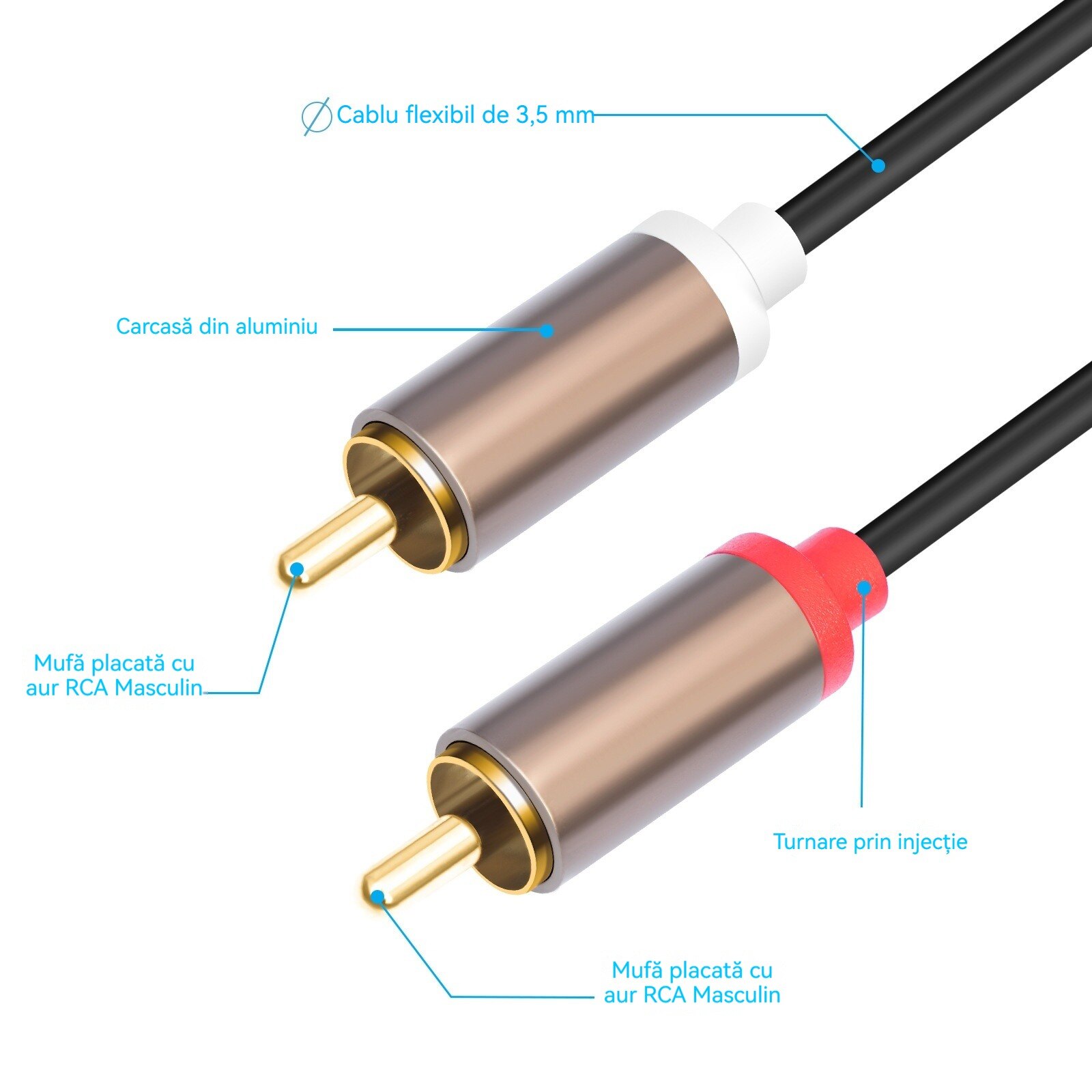 Cablu RCA, 3M, 2RCA mascul la masculin, stereo Hi-Fi, cablu audio ...