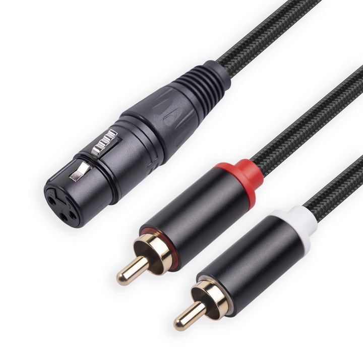Cablu Y Splitter XLR mama la 2 RCA tata, Pili-Paradise, neechilibrat, aurit, 3m