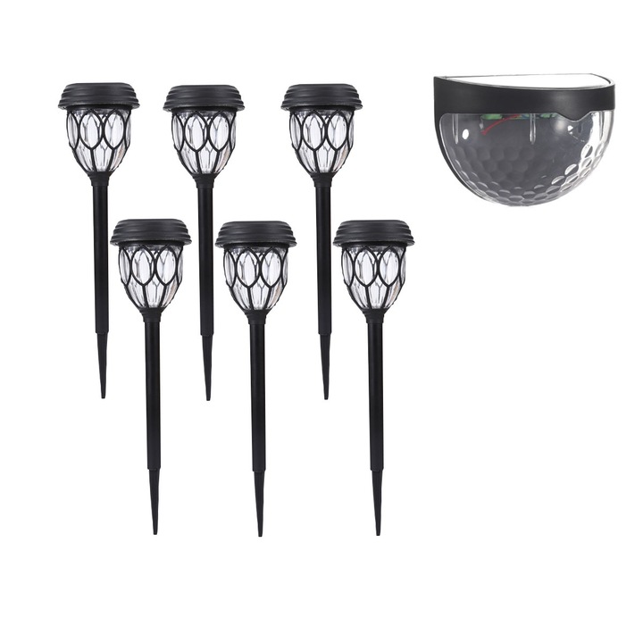 Соларни лампи, комплект от 10 броя, артистичен светлинен ефект, LED, топло бяло, за градини, пътеки, тревни площи, оранжерии, тераси