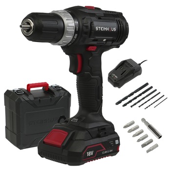 Masina de gaurit si insurubat (bormasina) cu acumulator 18V 1.5Ah Li-Ion Steinhaus, PRO-CD18+, 30Nm, 2 trepte 400/1400 RPM, mandrina rapida 13mm, 13 accesorii, cutie plastic Masina de gaurit si insurubat (bormasina) cu acumulator 18V 1.5Ah Li-Ion Steinhaus, PRO-CD18+, 30Nm, 2 trepte 400/1400 RPM, mandrina rapida 13mm, 13 accesorii, cutie plastic