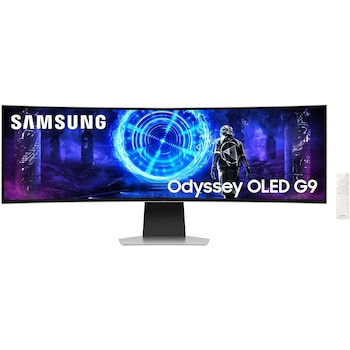 Monitor Curbat Gaming Samsung Odyssey OLED G9 G95SD LS49DG950SUXDU, 1800R, 49", Dual QHD, 0.03ms, 240Hz, FreeSync Premium Pro, G-Sync Compatible, HDR10+, White