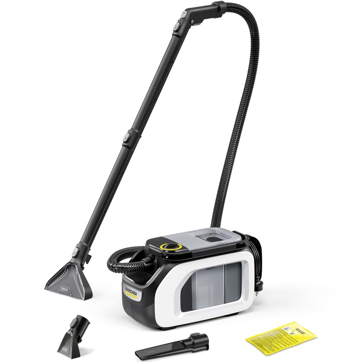 Karcher SE 3 Compact Floor 1.081-533.0 Прахосмукачка със спрей-екстракция, 500 W, капацитет на резервоара за чиста вода 1,7 л, капацитет на резервоар за мръсна вода 2,9 л, бяла