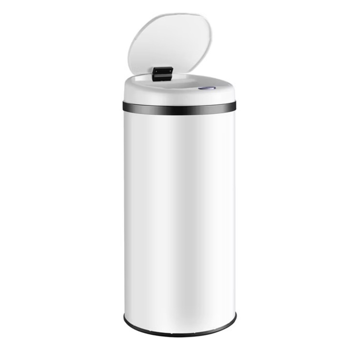 Monzana érzékelő szemetes, 40 l, 30 x 69 cm, IPX4 védelmi osztály, USB kábel, LED kijelző, rozsdamentes acél, fehér