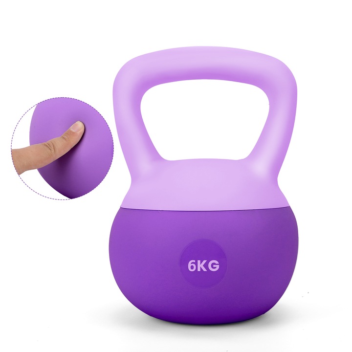 Пудовка 6KG, Мека, За тренировка, Неплъзгащ се винил, За фитнес, йога и домашни тренировки за жени, Лилав
