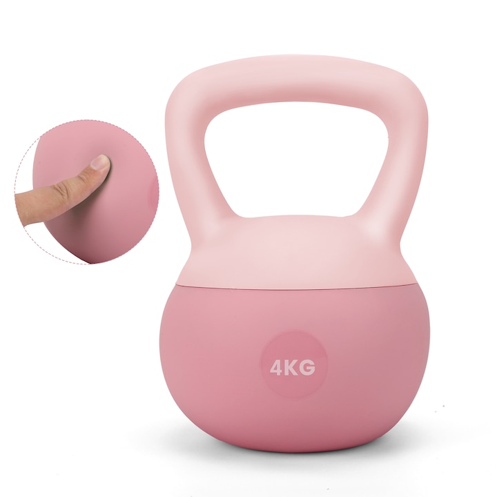 Пудовка 4KG, Мека, За тренировка, Неплъзгащ се винил, За фитнес, йога и домашни тренировки за жени, Розов