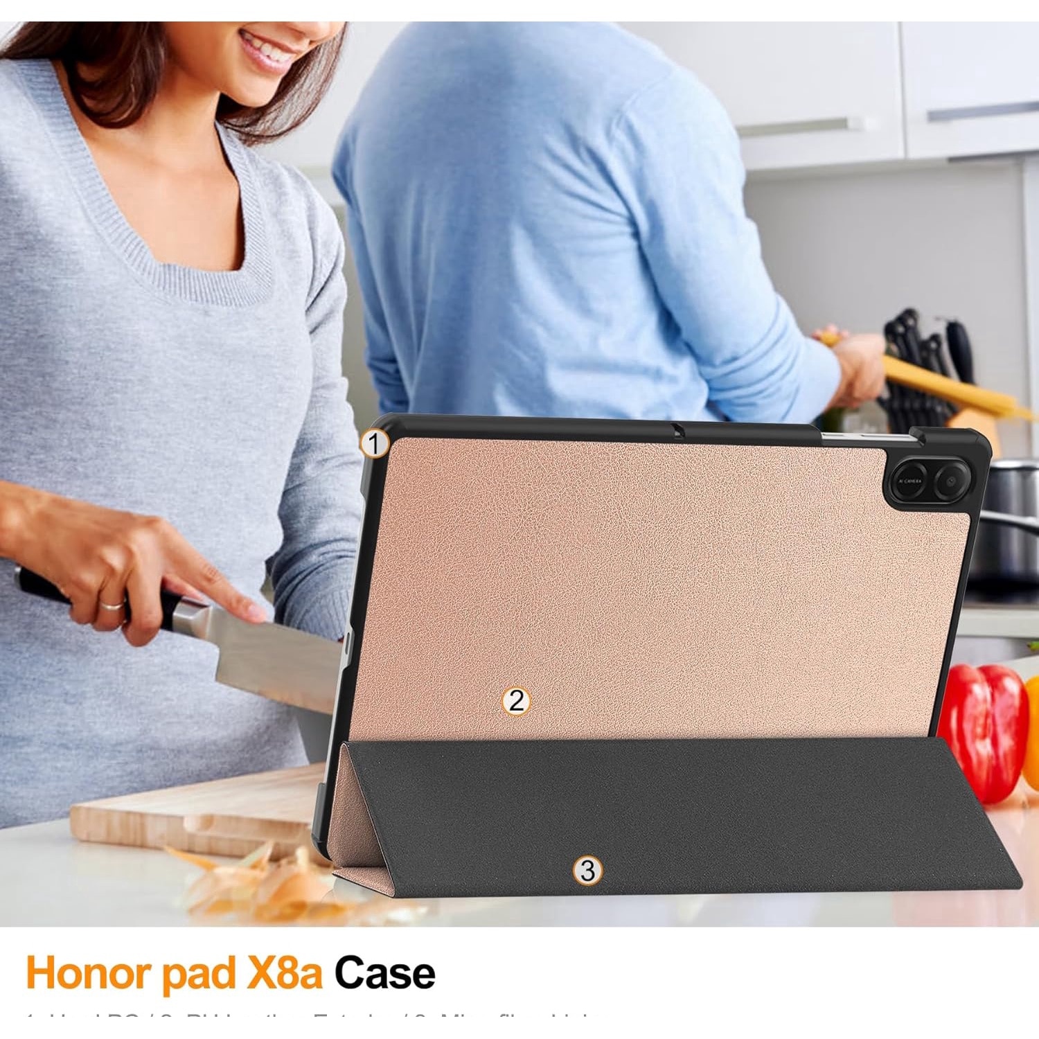 Husa pentru Honor Pad X8a tip stand functie sleep/wake-up protectie 360 - Roz