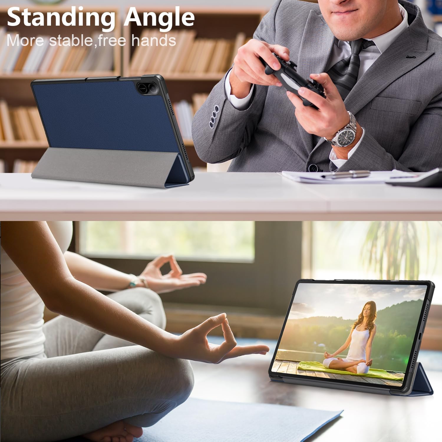 Husa pentru Honor Pad X8a tip stand functie sleep/wake-up protectie 360 - Albastru