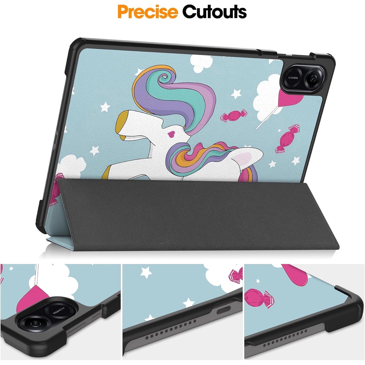 Husa pentru Honor Pad X8a tip stand functie sleep/wake-up protectie 360 - Unicorn