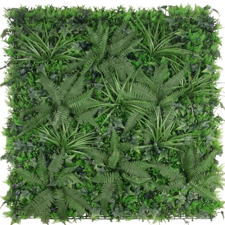 Green Hedge ADF21 Изкуствен панел Green Wall, Azay Design, изкуствена вертикална градина, жив плет с микс от растения и листа, 100 x 100 cm