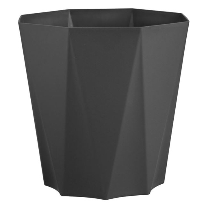 Mască ghiveci din plastic, octogonală, pentru plante de interior și exterior, antracit, 17x17x16,5 cm, 2.3 L