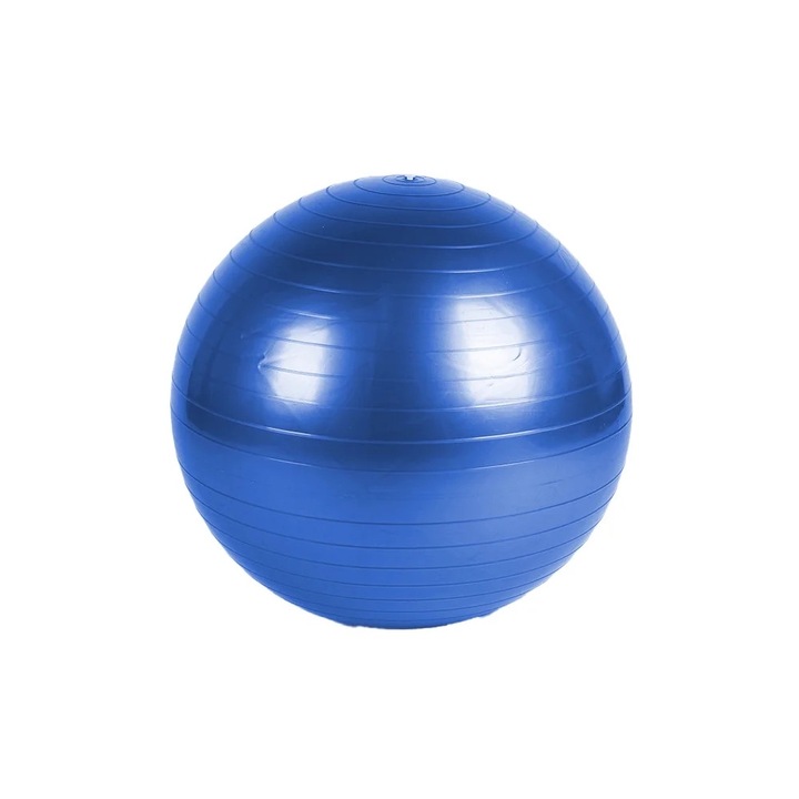 Фитнес топка, 55 см, синя, комплект с въздушна помпа