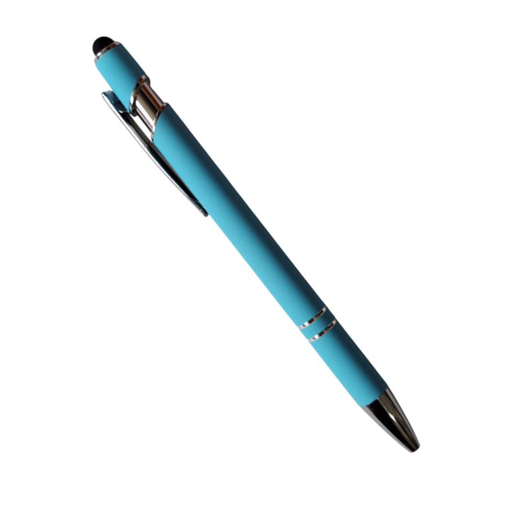 Pix metalic OFISS, guma pentru ecran tactil, automat, cerneala albastra, corp albastru