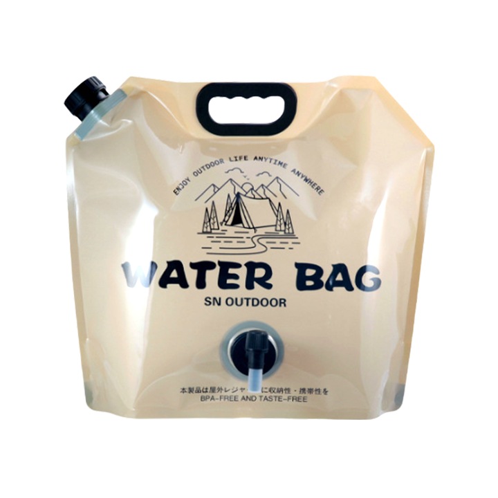 Összecsukható kemping vízzsák, nagy kapacitású, 8 literes, 60 Celsius-fokig hőálló