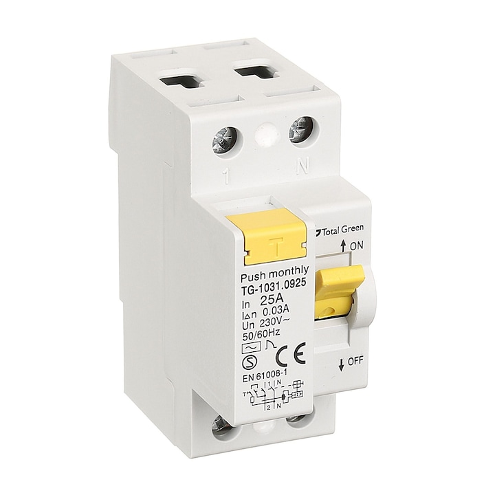 Disjunctor modular Total Green, diferential, 25A, 2P