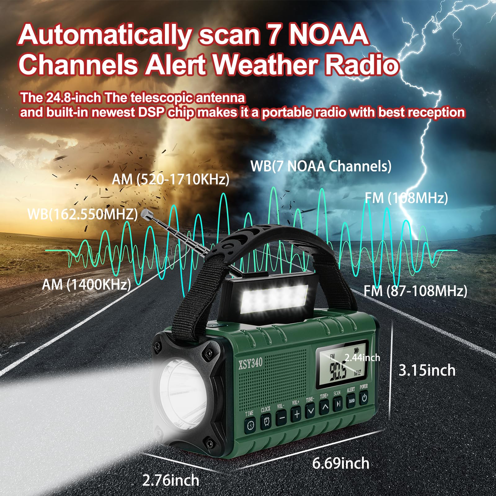 Radio a manovella di emergenza alimentata a energia solare torcia radio meteorologica mAh Lampada lettura a LED allarme SOS per l avventura campeggio | Leroy Merlin