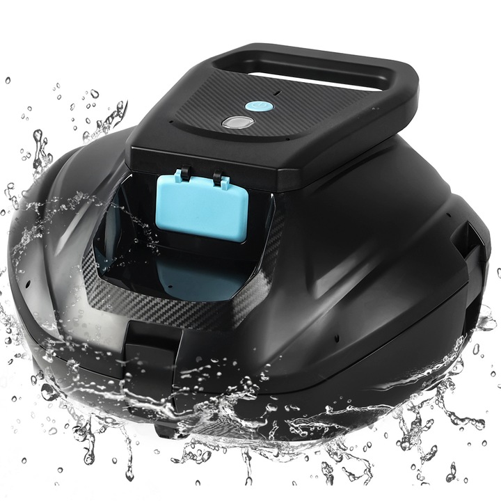 Robot Curățat Piscina SANSES, Baterie 4000 mAh, Autonomie 140 Minute, Negru