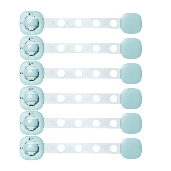 BOMSTOM bútorzár, 6 darabos szett, türkiz, 4,5x24cm