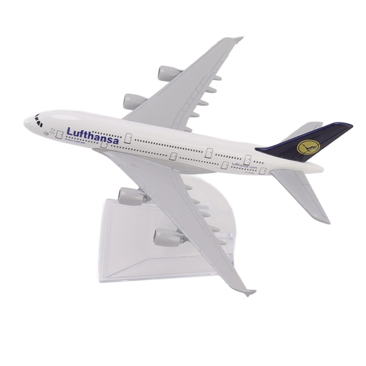 Излят модел на самолет, декорация за дома, детайлен дизайн, материал от сплав, бял