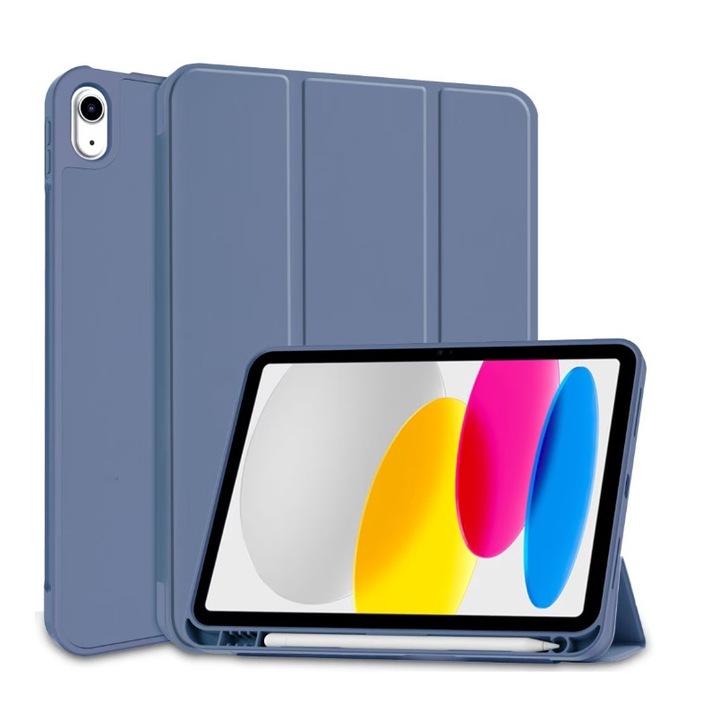 Tablet tok kompatibilis iPad 10-hez, 10.9 hüvelykes (2022), ébresztő/alvás funkcióval, állvány funkcióval, carrlinechoo®, sötétkék