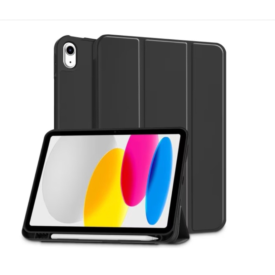 Husa tableta pentru iPad 10, 10.9 inchi (2022)， functia trezire/somn, cu functie stand, carrlinechoo®, Negru