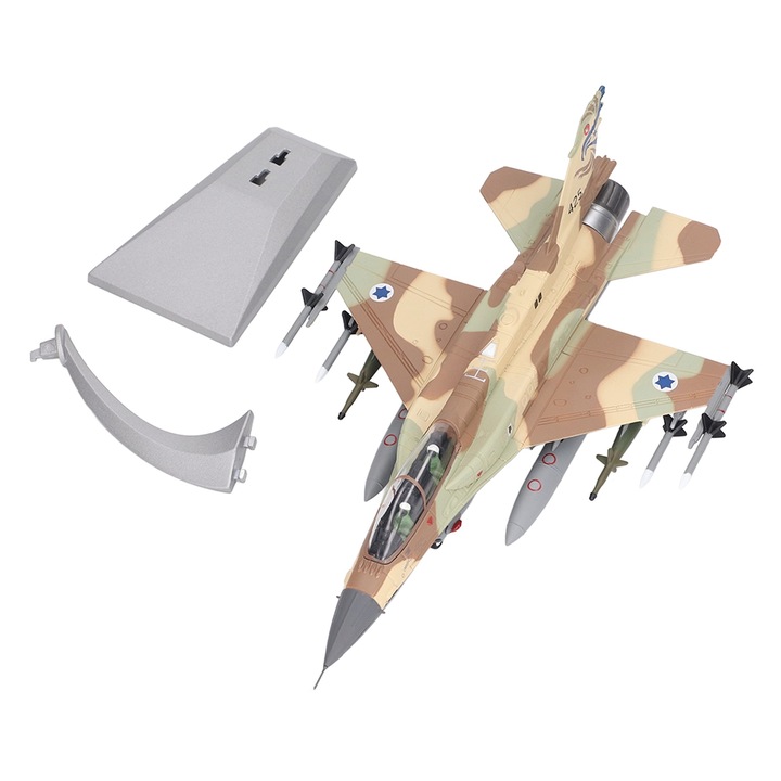 Модел от сплав F 16I, мащаб 1:72, изключителни детайли, комплект с 2 стойки