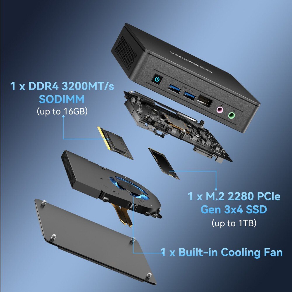 Mini PC, GEEKOM, Air12 Lite, Intel N100 4 nuclee 3.4GHz, 8GB RAM
