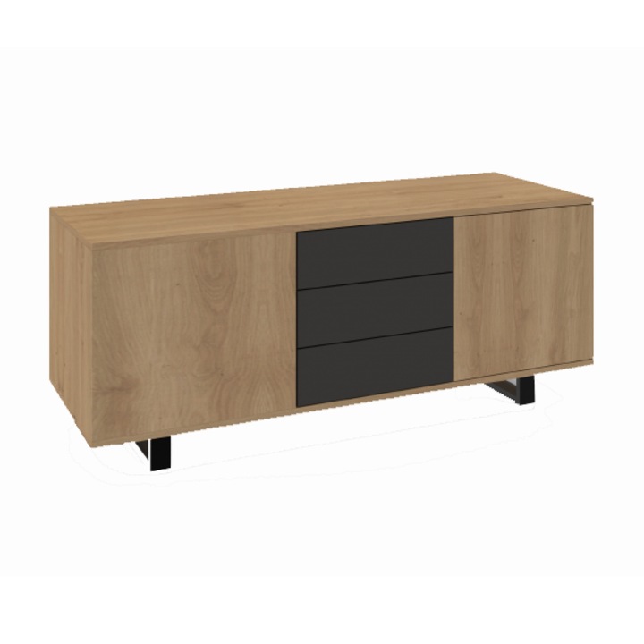 Dulap auxiliar clasic, 140x50x60 cm, Stejar Arlington Maro/Gri