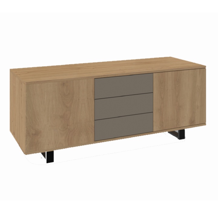 Dulap auxiliar clasic, 140x50x60 cm, stejar Arlington Maro/Gri