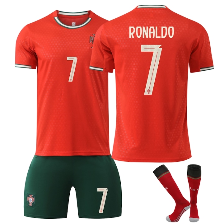Детска спортна екипировка Португалия Роналдо футболна фланелка No.7, Червен