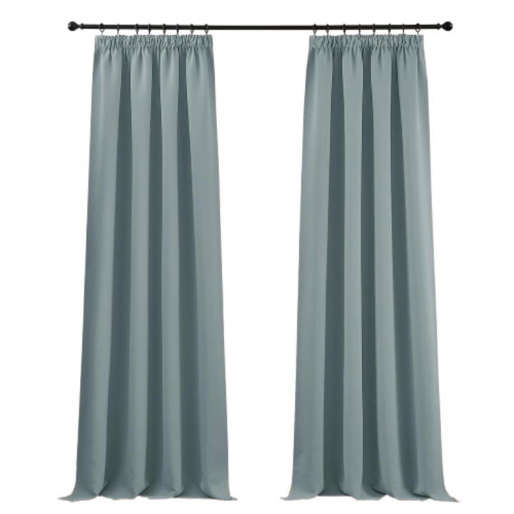 Set de 2 perdele PONY DANCE, cu Rejansa, Opace, Protectie termica, 140 x 245 cm, Albastru Arctic