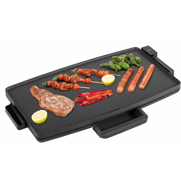 Gratar electric XXL, Jata JEGR1603, 2400 W, 60 x 35 cm, incalzitor tip M, fara PFOA, stonite, Negru