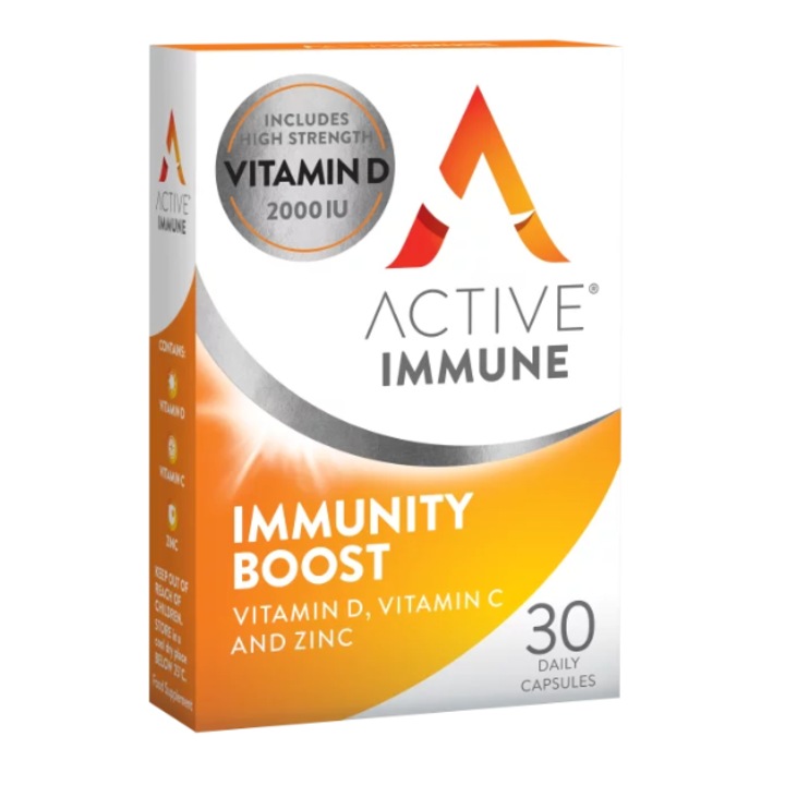 Active Immune, supliment alimentar, Vitamina D, Vitamina C, Zinc, 30 capsule