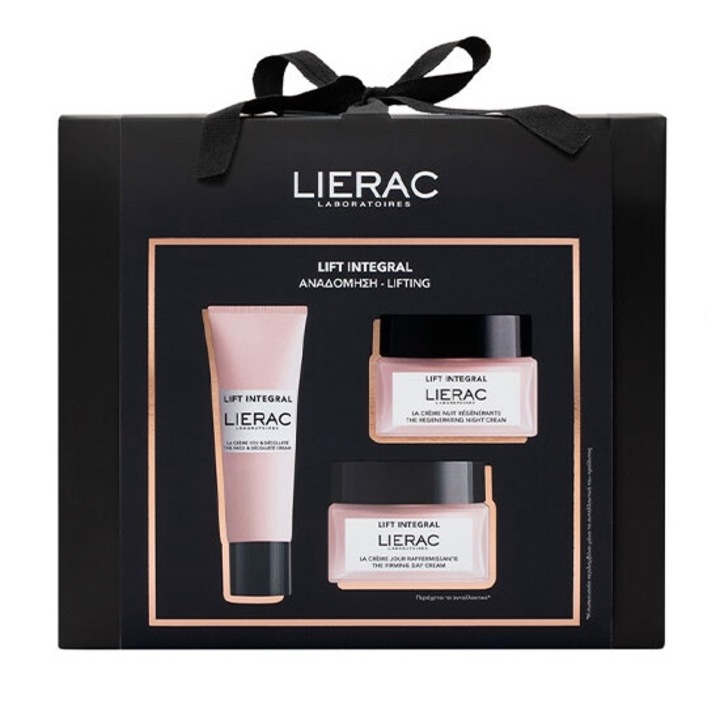 Set creme de fata Lierac Lift Integral, crema de noapte 50ml, crema de zi refill 50ml, crema pentru gat si decolteu 50ml, efect lifting, hidratare.