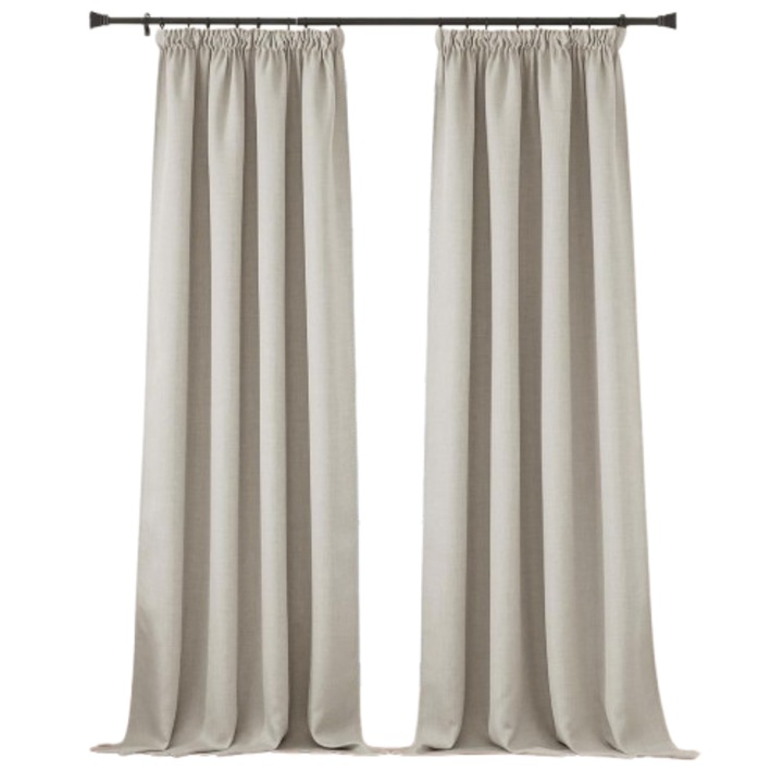 Set de 2 perdele PONY DANCE, In, cu Rejansa, Opace, Protectie termica, 140 x 245 cm, Gri Angora