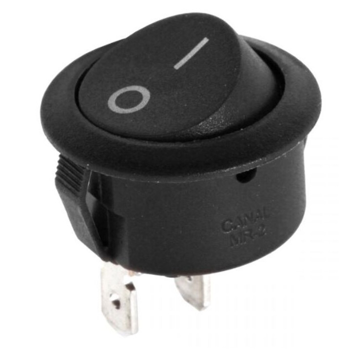 Intrerupator ON-OFF rotund, 2 pozitii, 6.5A, 230V, 10x18mm, negru