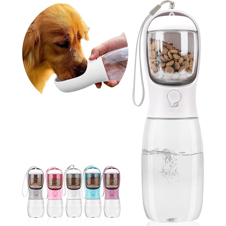 Dispenser automat pentru apa si hrana Vireo, 550ml, transparent, 3 compartimente, pentru caini si pisici